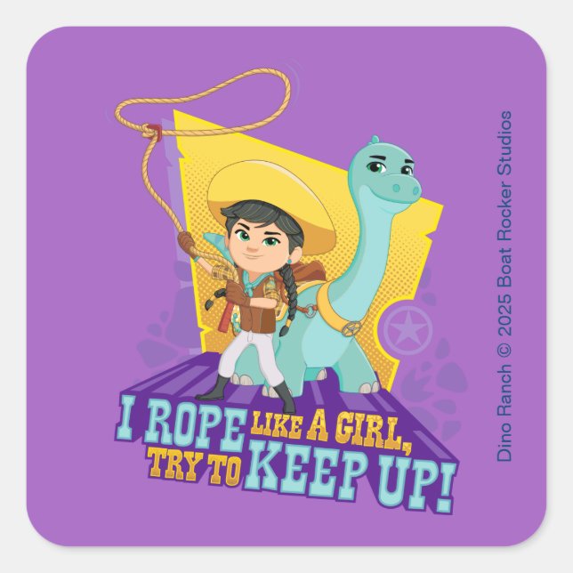 Dino Ranch | Min and Clover Square Sticker (Front)