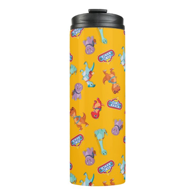 Dino Ranch Pattern on Yellow Thermal Tumbler (Front)