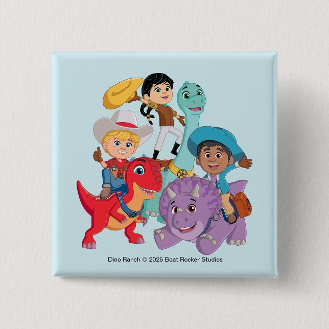 Dino Ranch Yee Haw! 15 Cm Square Badge (Front)