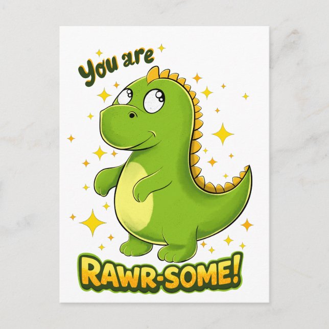 Dino RAWR-SOME Charm Postcard (Front)