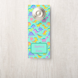 Dino-Riffic Dinosaur Babies Mint Green Girl Custom Door Hanger