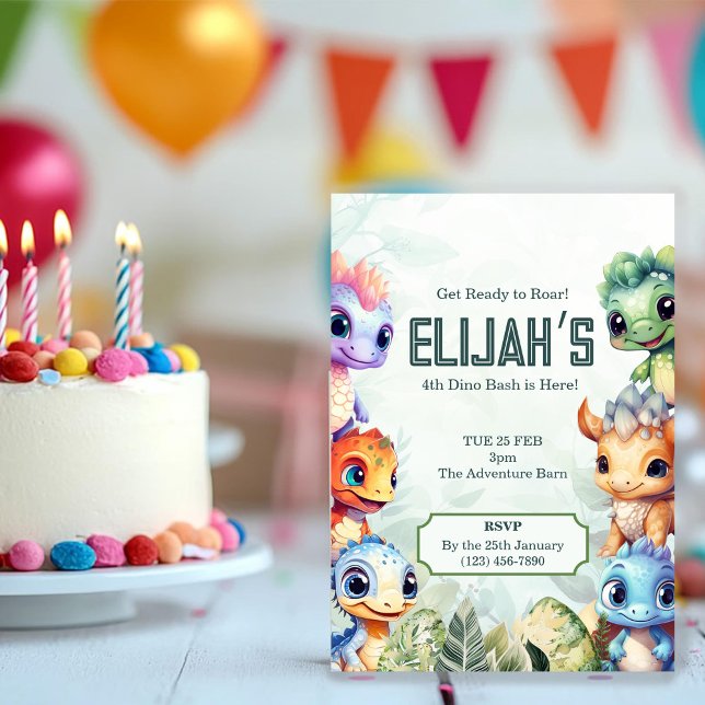 Dino Roar 4th Birthday Bash Invitation (Creator Uploaded)