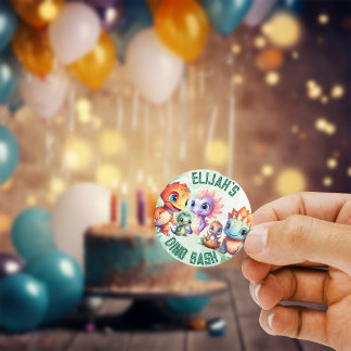 Dino Roar Birthday Classic Round Sticker