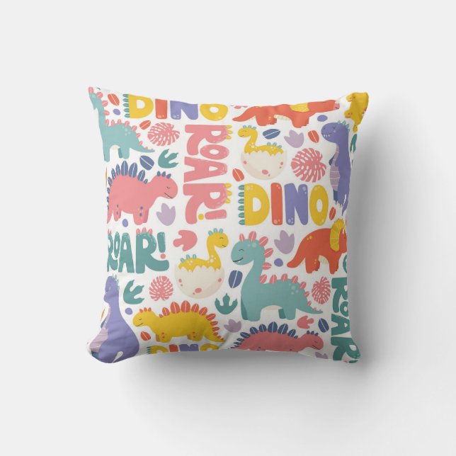 Dino Roar Fun Pattern Cushion (Front)