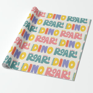 Dino Roar Text Pattern Wrapping Paper