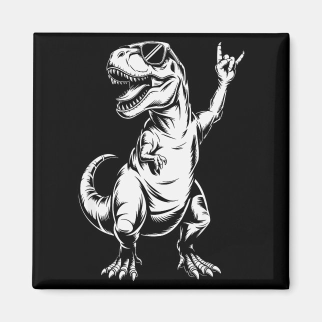 Dino Rock N Roll Rock Music Rock Dinosaur Men Wome Magnet (Front)