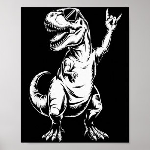 Dino Rock N Roll Rock Music Rock Dinosaur Men Wome Poster
