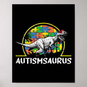 Dino-saur Autism Awareness Gifts For Kids Cute T-r Poster