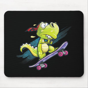Dino Skateboard Shirt Boys Skateboarding Kids Men  Mouse Pad