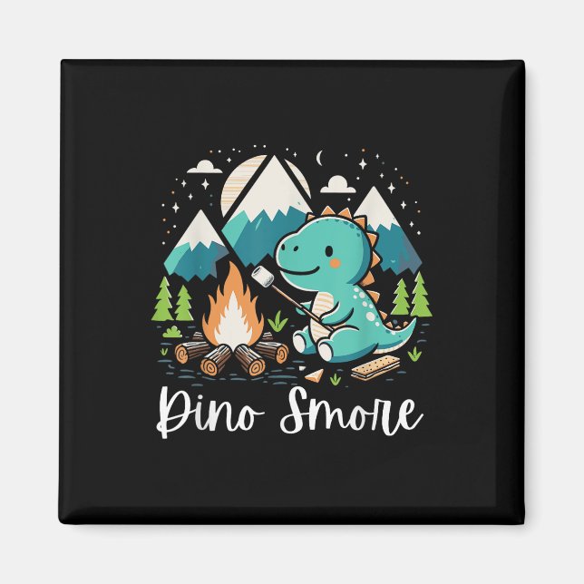 Dino Smore Funny Camping Dinosaur Camper Campfire  Magnet (Front)
