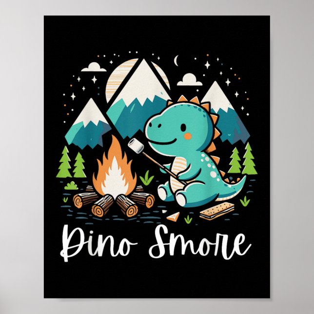 Dino Smore Funny Camping Dinosaur Camper Campfire  Poster (Front)