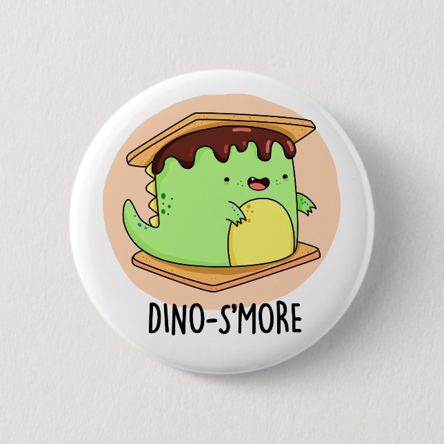 Dino-smore Funny Dinosaur Smore Pun  6 Cm Round Badge (Front)