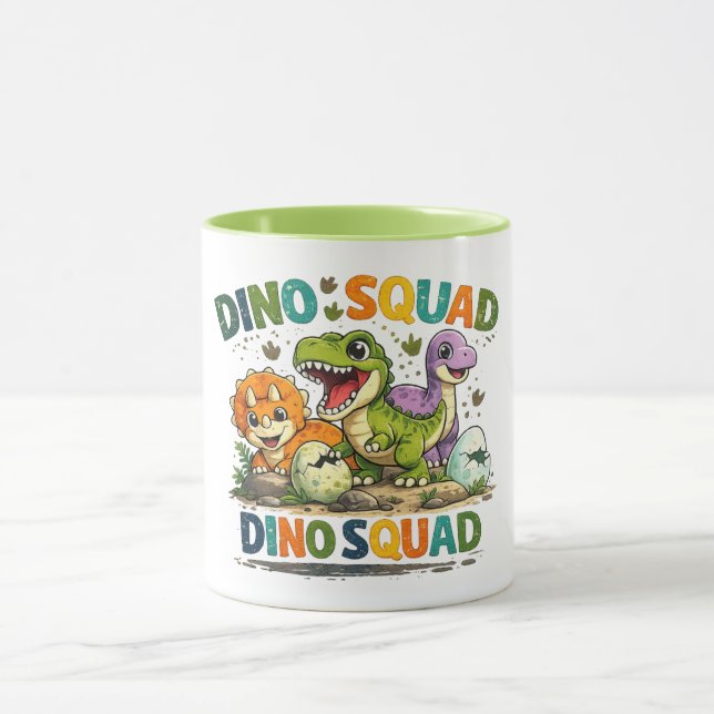 Dino Squad Cute Dinosaur Coffee Mug (Center)