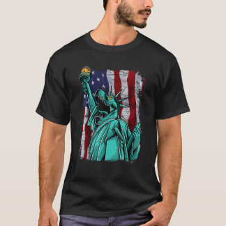 Dino Statue Of Liberty 4th Of July Boys American F T-Shirt