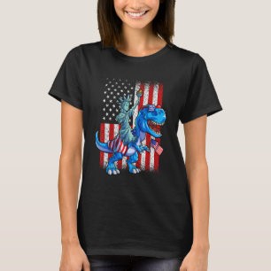 Dino Statue Of Liberty 4th Of July  Boys American  T-Shirt
