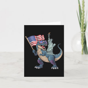 Dino Statue Of Liberty 4th Of July Funny Boys Amer Card