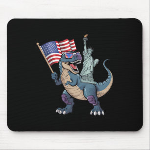 Dino Statue Of Liberty 4th Of July Funny Boys Amer Mouse Pad