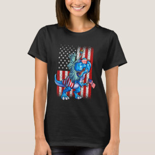 Dino Statue Of Liberty 4th Of July Shirt Boys Amer