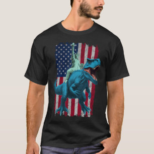 Dino Statue Of Liberty 4th Of July Shirt Boys Amer