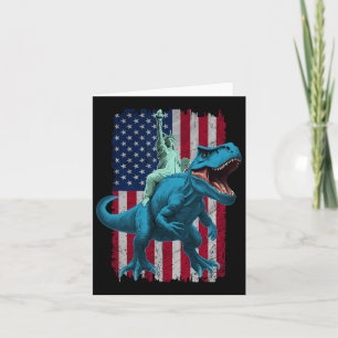 Dino Statue Of Liberty 4th Of July Shirt Boys Amer Card