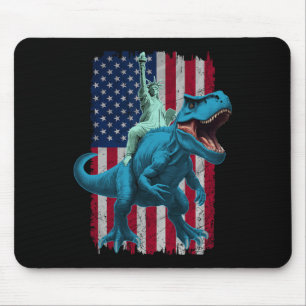 Dino Statue Of Liberty 4th Of July Shirt Boys Amer Mouse Pad