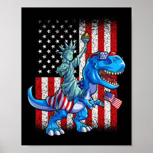 Dino Statue Of Liberty 4th Of July Shirt Boys Amer Poster
