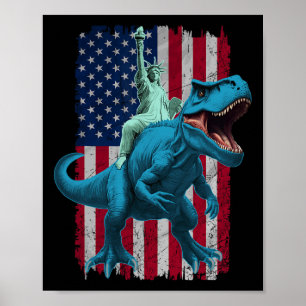 Dino Statue Of Liberty 4th Of July Shirt Boys Amer Poster
