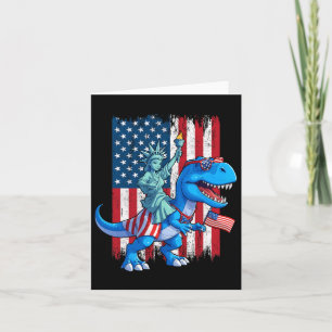 Dino Statue Of Liberty 4th Of July Trex American F Card