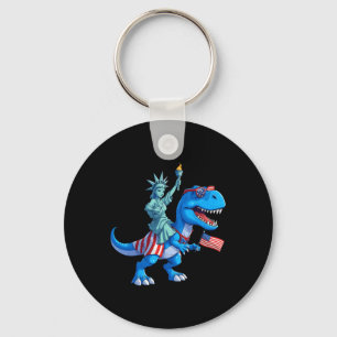 Dino Statue Of Liberty 4th Of July Trex American F Key Ring