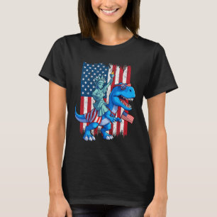 Dino Statue Of Liberty 4th Of July Trex American F T-Shirt