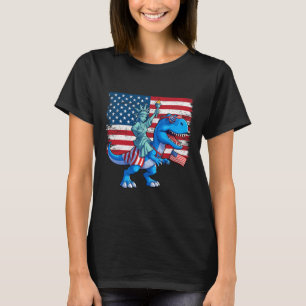 Dino Statue Of Liberty 4th Of July Trex American F T-Shirt