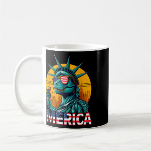 Dino Statue Of Liberty 4th Of July Trex Boys Ameri Coffee Mug