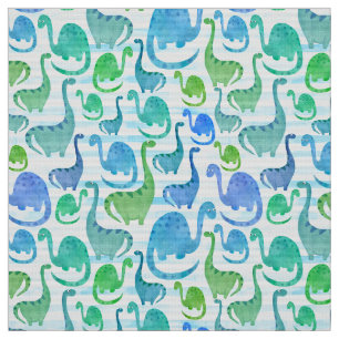Dino Stripe Watercolor Dinosaurs Adorable Fabric