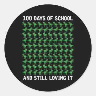 Dino Student Boys Kids Gift Happy 100 Days Of Scho Classic Round Sticker