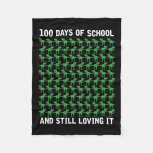 Dino Student Boys Kids Gift Happy 100 Days Of Scho Fleece Blanket