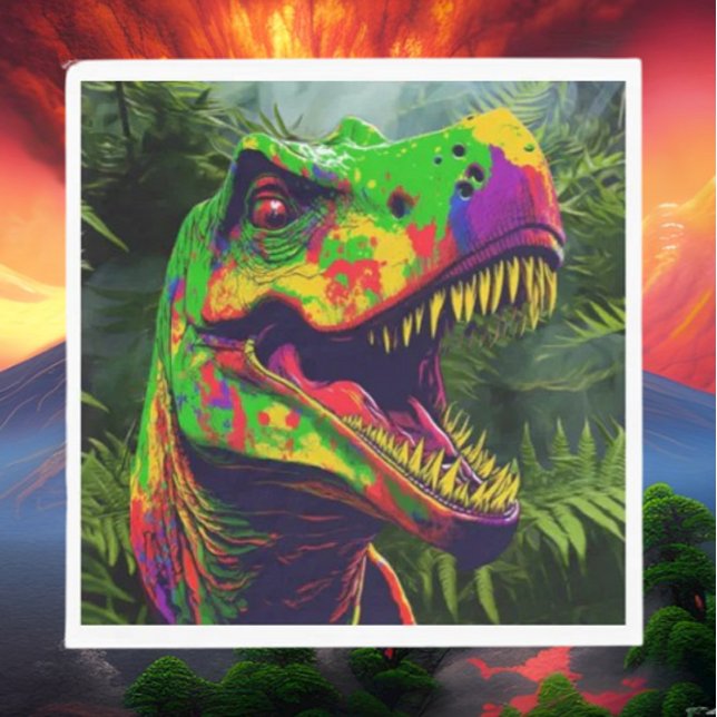 Dino T Rex Jungle Happy Napkin (Bring your dream party to life with our selection of quality Dinosaur themed party supplies)