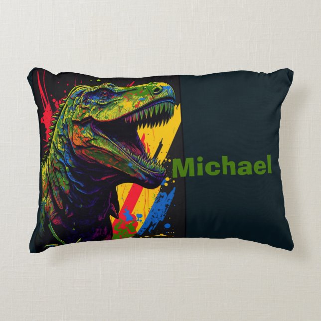 Dino T Rex Jurassic Cute Kids  Accent Pillow (Front)