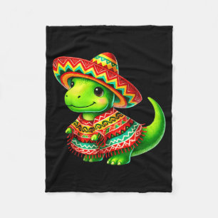 Dino T-rex Sombrero Cinco De Mayo Mexican Dinosaur Fleece Blanket