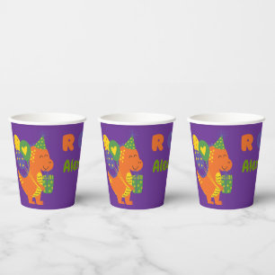 Dino-tastic Purple Birthday Party Paper Cup