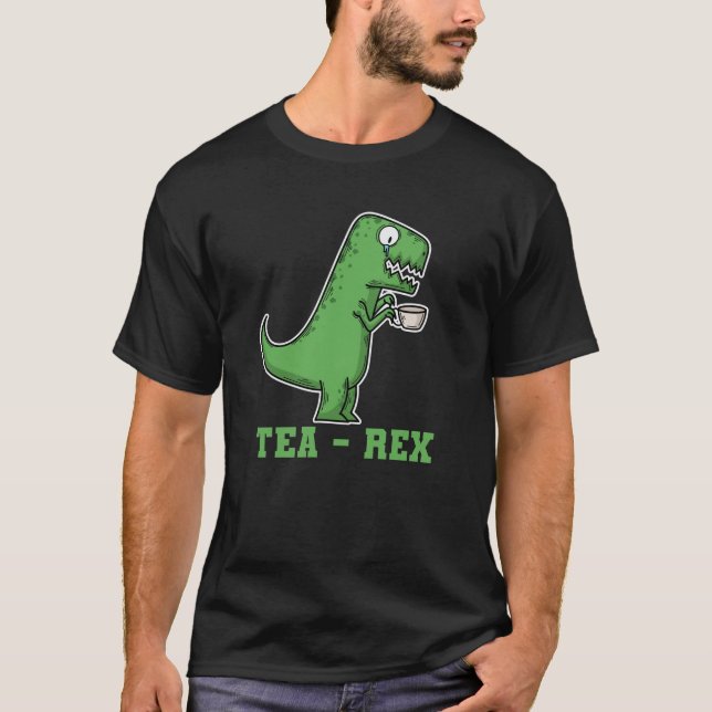 Dino Tea - Rex drinks tea T-Shirt (Front)