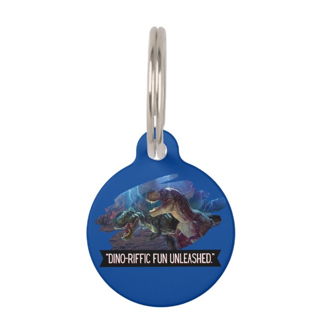 dino - terrific fununleashed  pet tag (Front)