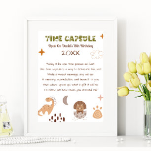 Dino Time Capsule Birthday Game Future Memories  Poster
