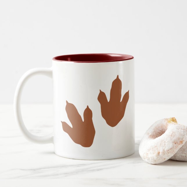 Dino Track Two-Tone Coffee Mug (With Donut)