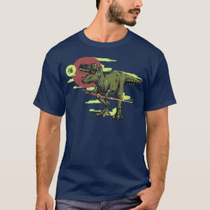 Dino TRe Samurai With Katana Cool Kanji Anime  T-Shirt