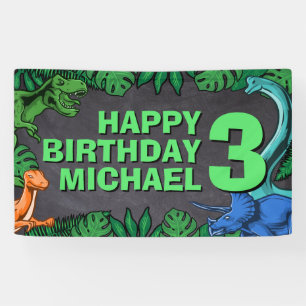 Dino Trex Jurassic Boy Dinosaur Birthday Banner