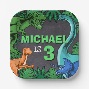 Dino Trex Jurassic Boy Dinosaur Birthday Paper Plate