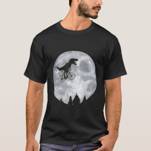 Dino Trex Riding Moon Bike Halloween Lunar Cycling T-Shirt