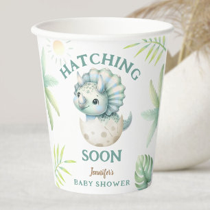 Dino Triceratops Boy Dinosaur Baby Shower Paper Cups