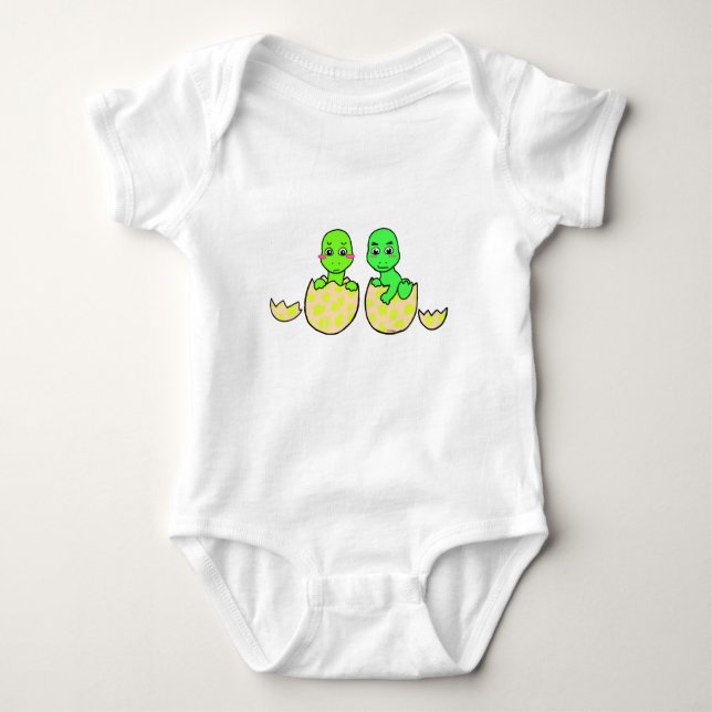 Dino twins baby bodysuit (Front)