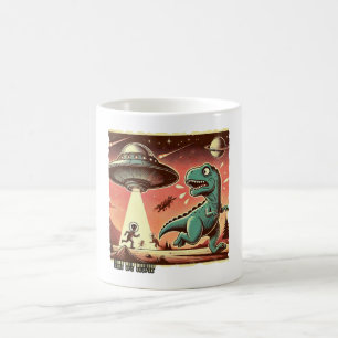 Dino UFO Selfie: Vintage Panic (Mug, Tee Mug,cup) Coffee Mug